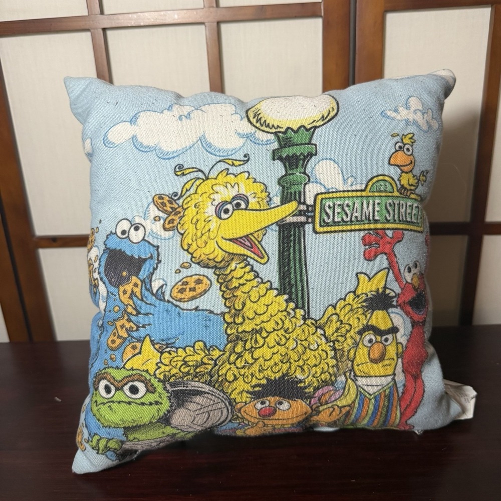 Sesame Street Square Throw Pillow Vintage Design